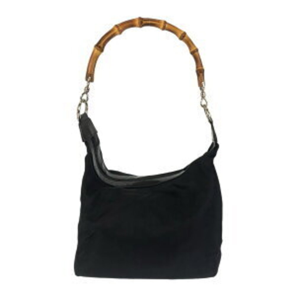 Gucci style bag canvas shoulder Bamboo black Hobo leather